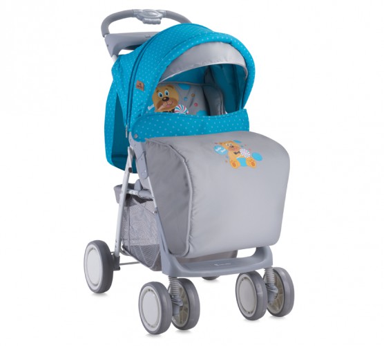 Прогулочная коляска Bertoni (Lorelli) FOXY с накидкой на ножки Blue&Grey Hello Bear 1718