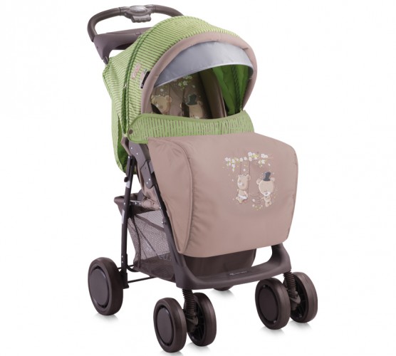 Прогулочная коляска Bertoni (Lorelli) FOXY с накидкой на ножки Beige&Green Bears 1629