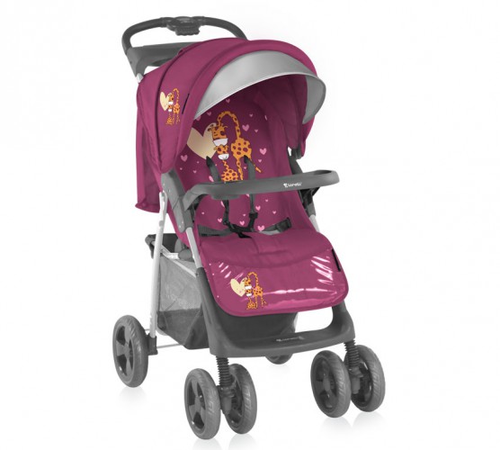 Прогулочная коляска Bertoni (Lorelli) FOXY с накидкой на ножки Pink Giraffes