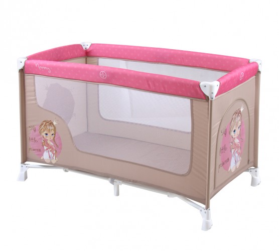Кровать манеж Bertoni (Lorelli) Nanny 1 Beige&Rose Princess