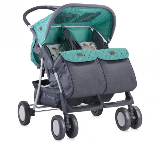 Коляски для двойни Bertoni (Lorelli) TWIN Green&Grey Friends 1704