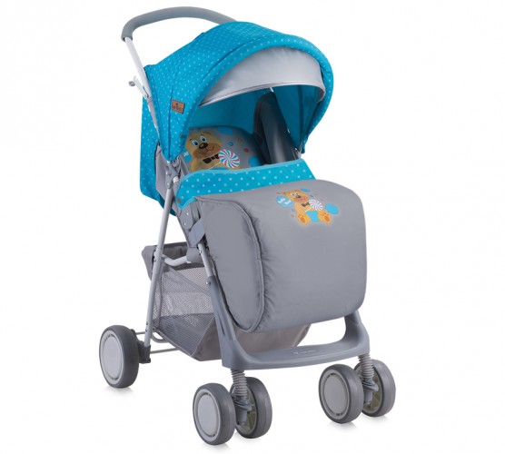 Прогулочная коляска Bertoni (Lorelli) Terra с накидкой на ножки Blue&Grey Hello Bear 1718