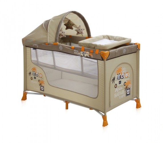 Манеж кровать Bertoni (Lorelli) Nanny 2 Plus Beige Safari Tours