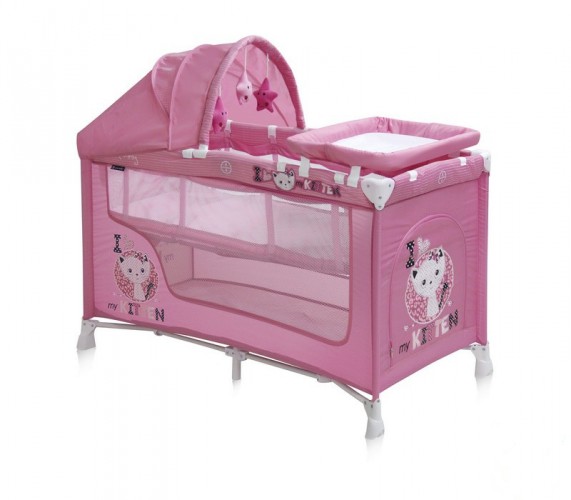 Манеж кровать Bertoni (Lorelli) Nanny 2 Plus Pink Kitten