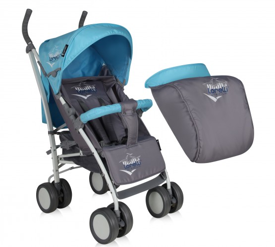 Прогулочная коляска трость Bertoni (Lorelli) S100 с накидкой на ножки Blue&Grey