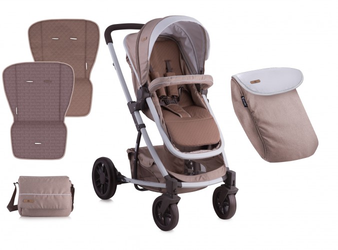 Коляска трансформер Bertoni (Lorelli) S-500 с накидкой на ножки Beige