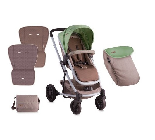 Коляска трансформер Bertoni (Lorelli) S-500 с автокреслом Green&Beige 